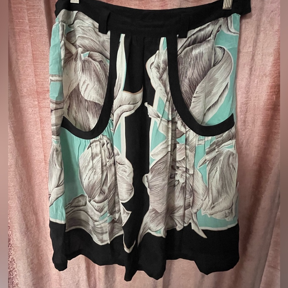 Anthropologie print silk skirt, size 6
